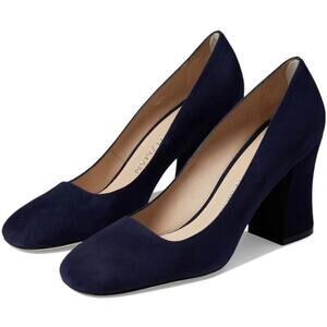 Stuart Weitzman “Curveblock 85” Blue Suede Block Heel Pumps Women’s Size 5